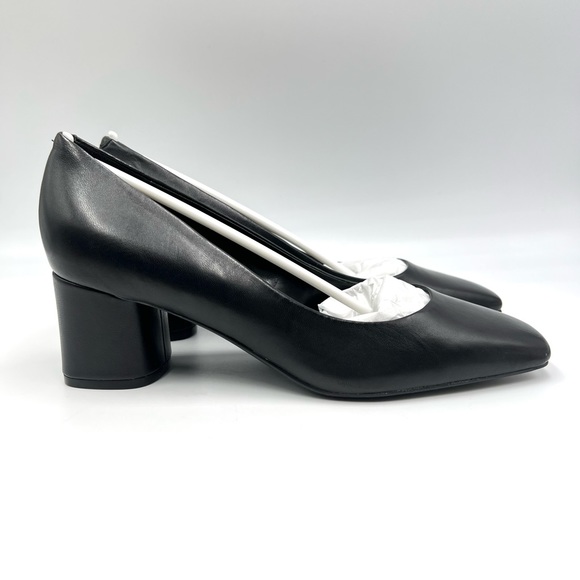 Calvin Klein Womens Alanta 2 Black Leather Square Toe Classic Pumps Heels Shoes - Picture 1 of 14